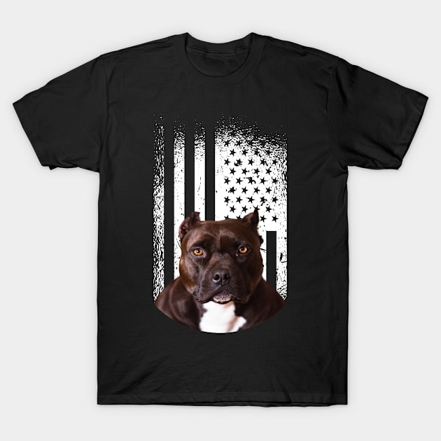 USA America Flag Pit Bull Dog Breed T-Shirt by funkyteesfunny